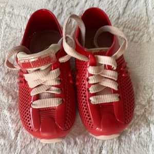 Mini Melissa Red/Pink Love shoes. Size 6